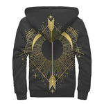 Gold Sagittarius Sign Print Sherpa Lined Zip Up Hoodie
