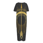 Gold Sagittarius Sign Print Short Sleeve Long Nightdress