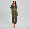 Gold Sagittarius Sign Print Short Sleeve Maxi Dress