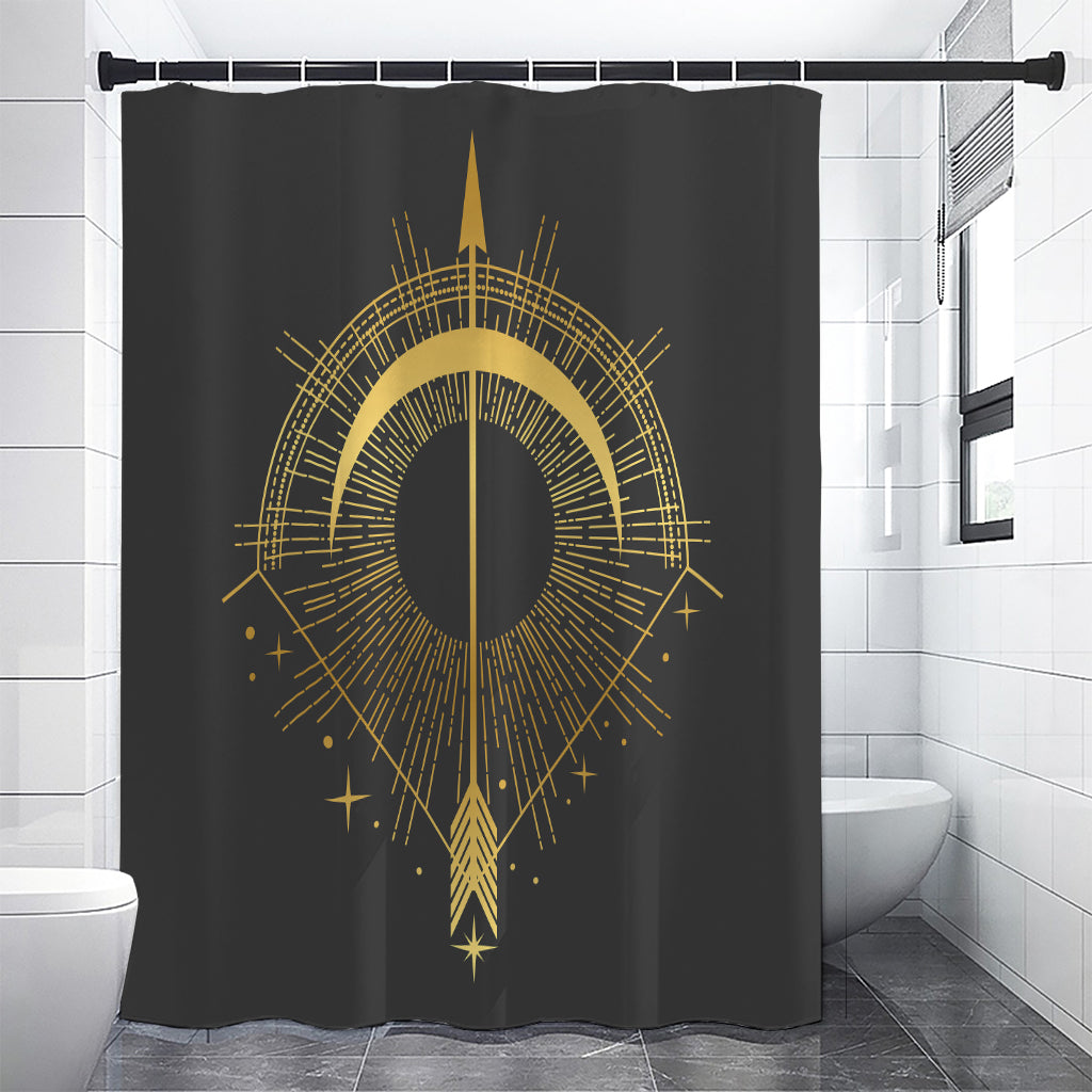 Gold Sagittarius Sign Print Shower Curtain