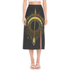 Gold Sagittarius Sign Print Side Slit Midi Skirt