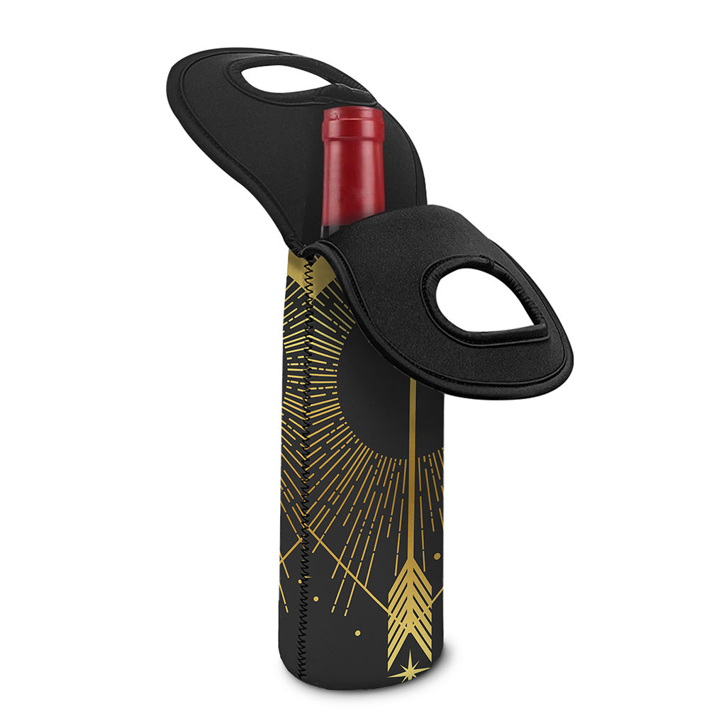 Gold Sagittarius Sign Print Single Neoprene Wine Tote