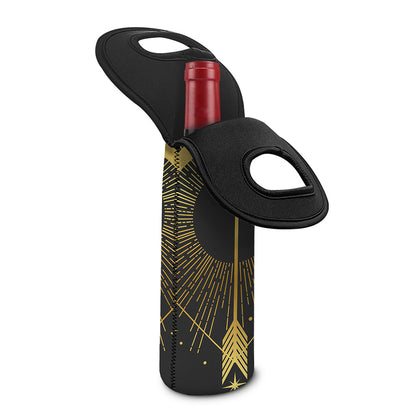 Gold Sagittarius Sign Print Single Neoprene Wine Tote