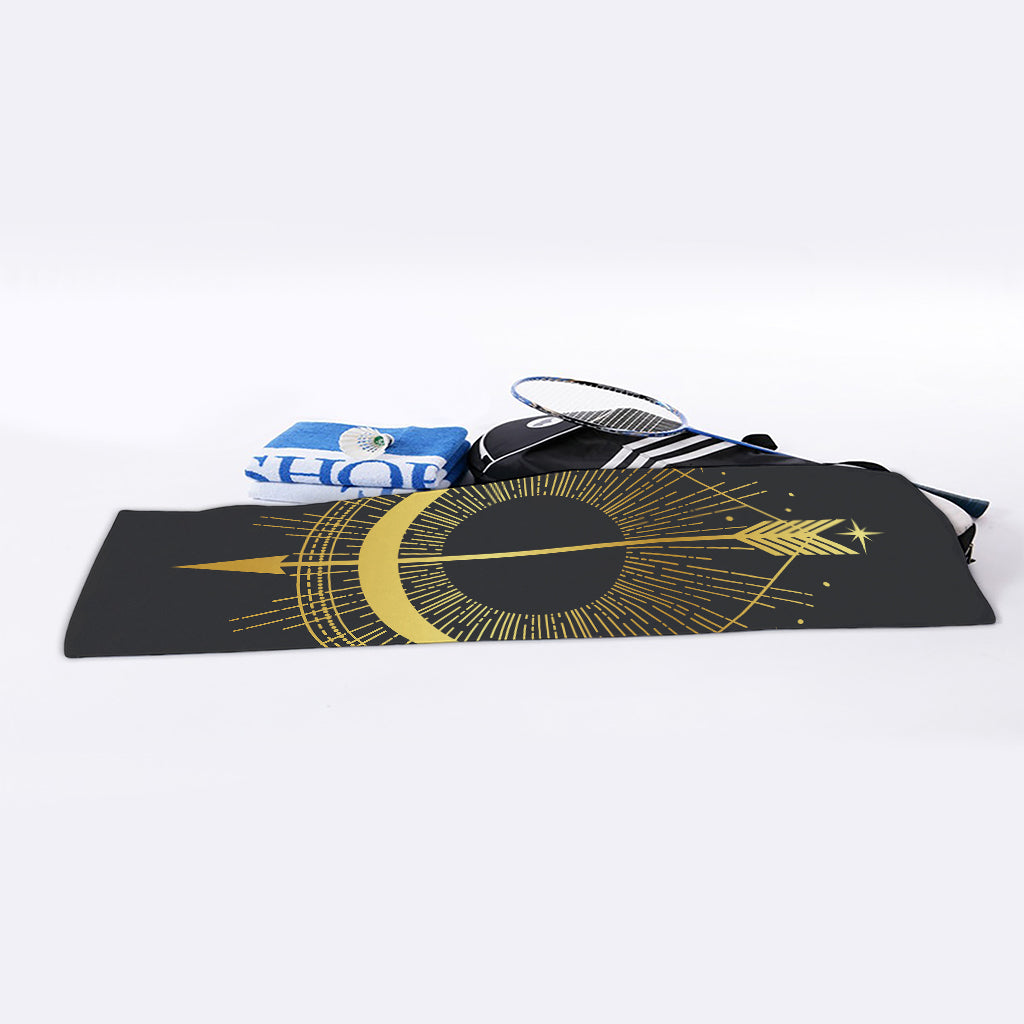 Gold Sagittarius Sign Print Sports Towel