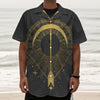 Gold Sagittarius Sign Print Textured Short Sleeve Shirt