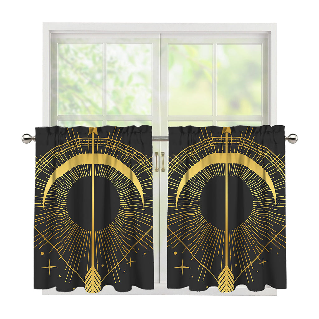 Gold Sagittarius Sign Print Tier Curtains