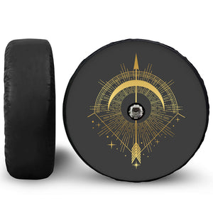 Gold Sagittarius Sign Print Tire Cover With Camera Hole