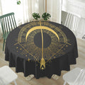 Gold Sagittarius Sign Print Waterproof Round Tablecloth