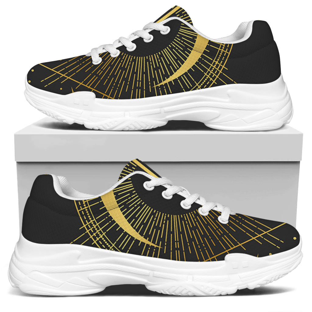 Gold Sagittarius Sign Print White Chunky Shoes