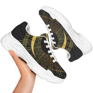 Gold Sagittarius Sign Print White Chunky Shoes