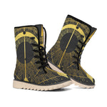 Gold Sagittarius Sign Print Winter Boots