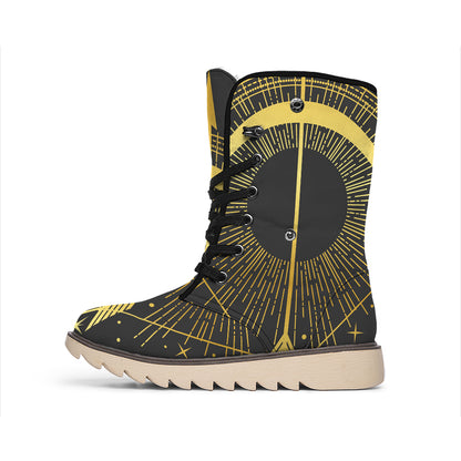 Gold Sagittarius Sign Print Winter Boots