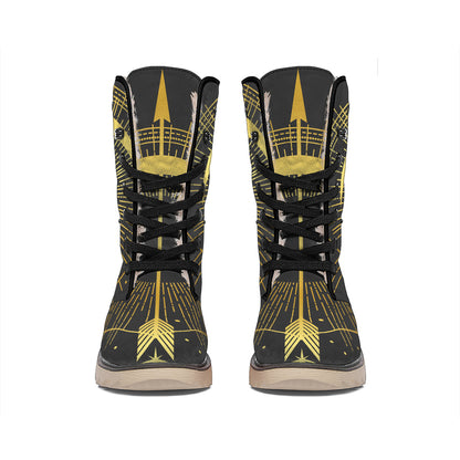 Gold Sagittarius Sign Print Winter Boots