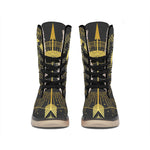 Gold Sagittarius Sign Print Winter Boots