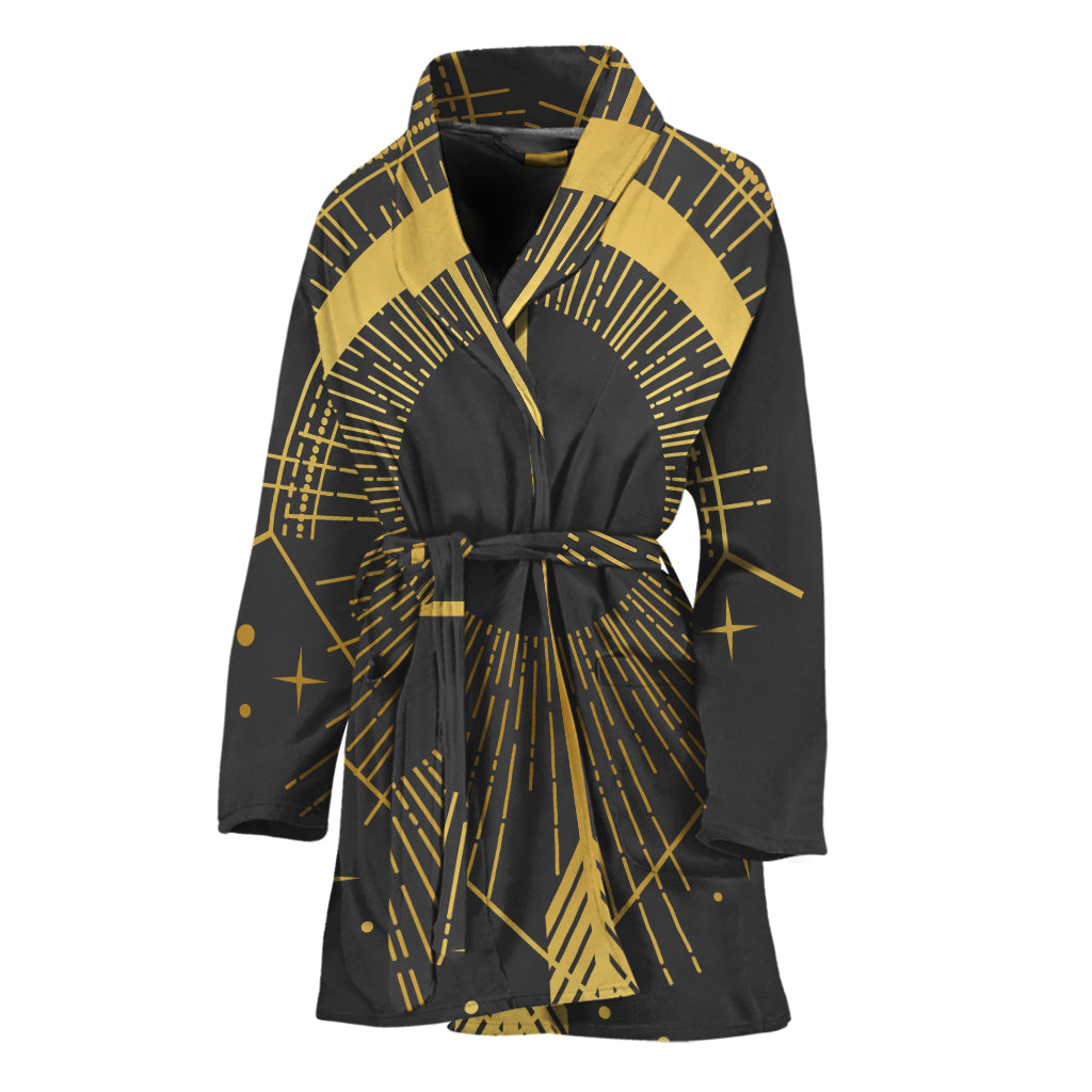 Gold Sagittarius Sign Print Women's Bathrobe