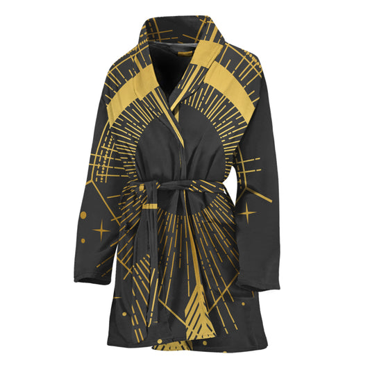 Gold Sagittarius Sign Print Women's Bathrobe