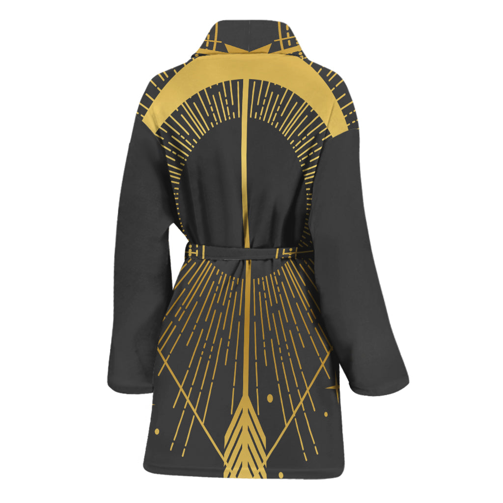 Gold Sagittarius Sign Print Women's Bathrobe