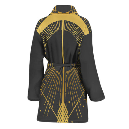 Gold Sagittarius Sign Print Women's Bathrobe