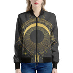 Gold Sagittarius Sign Print Women's Bomber Jacket