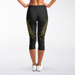 Gold Sagittarius Sign Print Women's Capri Leggings