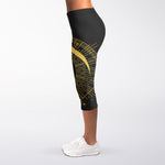 Gold Sagittarius Sign Print Women's Capri Leggings
