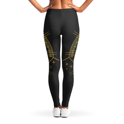 Gold Sagittarius Sign Print Women's Leggings