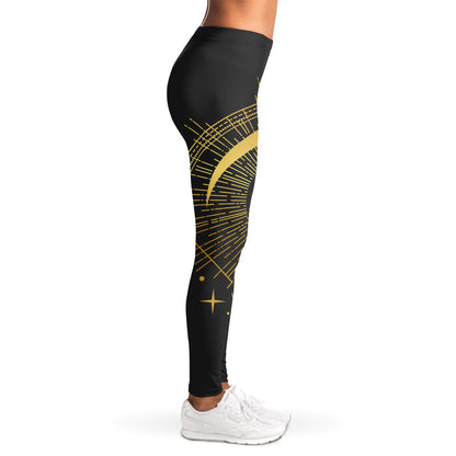 Gold Sagittarius Sign Print Women's Leggings