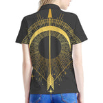 Gold Sagittarius Sign Print Women's Polo Shirt