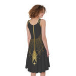 Gold Sagittarius Sign Print Women's Sleeveless Dress