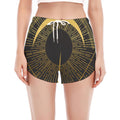 Gold Sagittarius Sign Print Women's Split Running Shorts