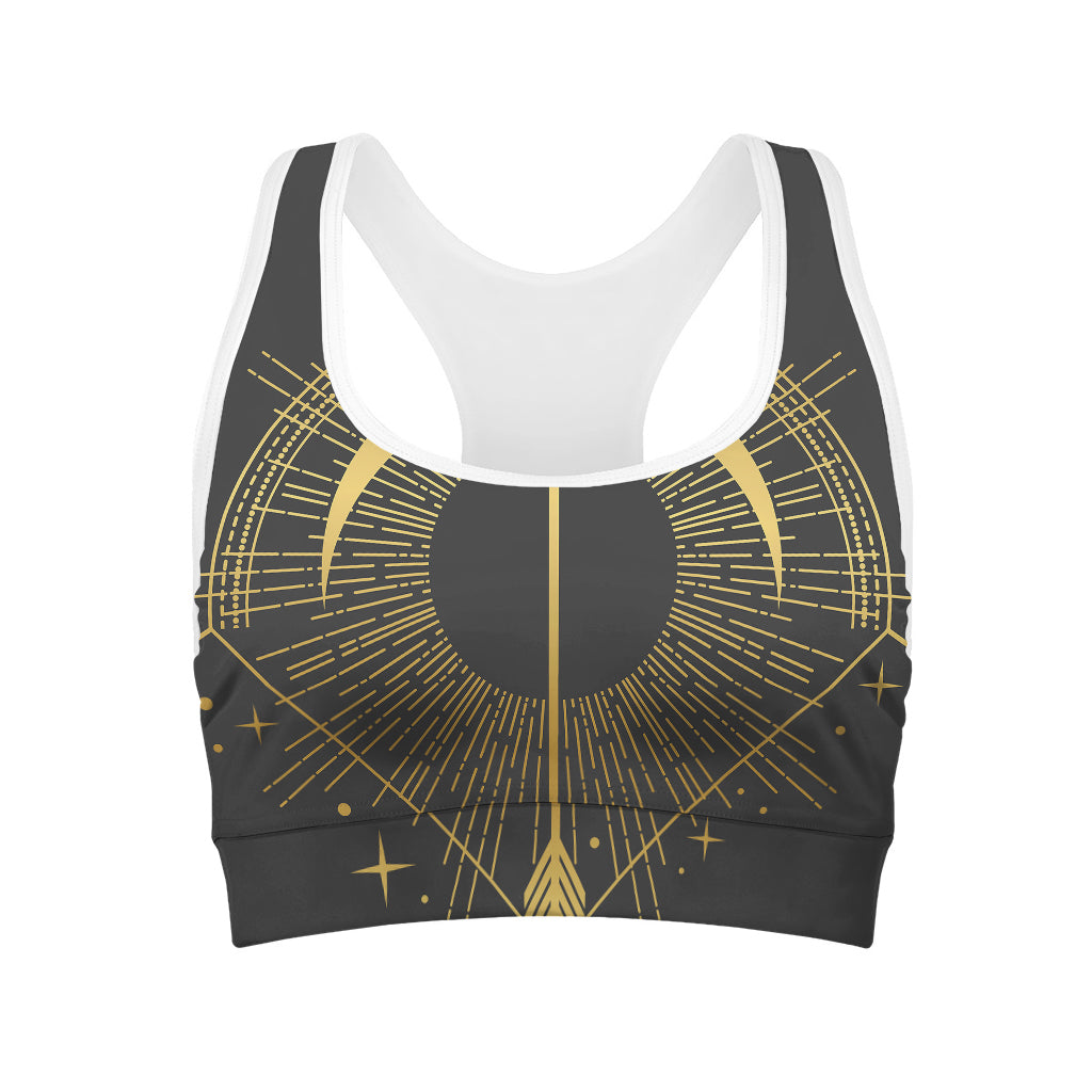 Gold Sagittarius Sign Print Women's Sports Bra