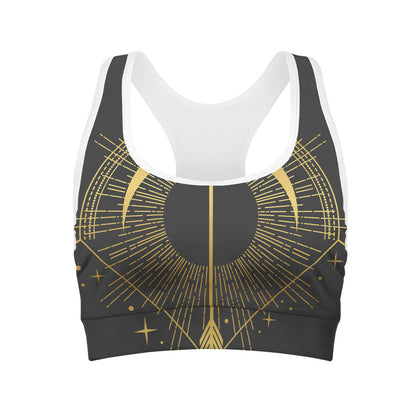 Gold Sagittarius Sign Print Women's Sports Bra