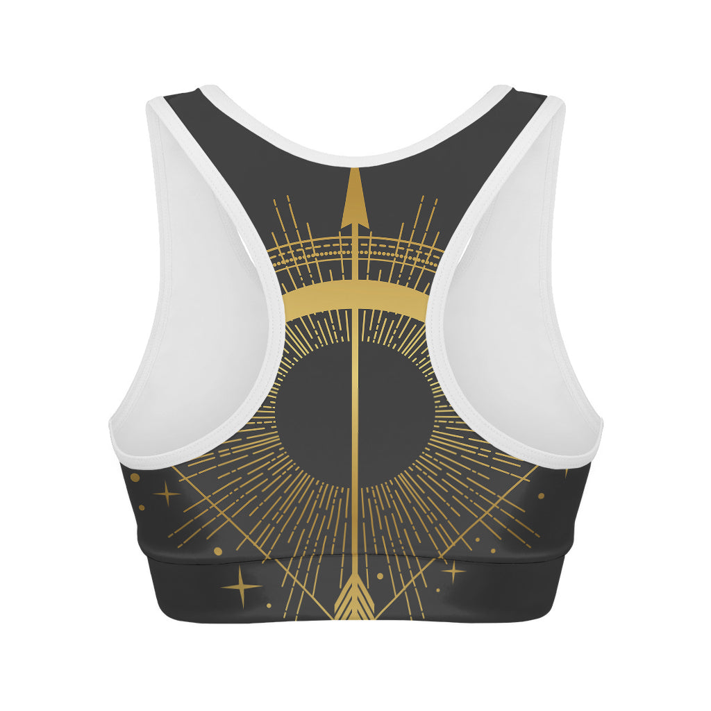 Gold Sagittarius Sign Print Women's Sports Bra