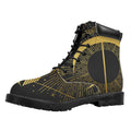 Gold Sagittarius Sign Print Padded Collar Lace Up Boots