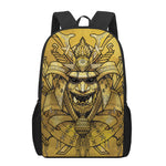 Gold Samurai Mask Print 17 Inch Backpack