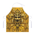 Gold Samurai Mask Print Adjustable Apron