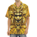 Gold Samurai Mask Print Aloha Shirt