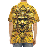 Gold Samurai Mask Print Aloha Shirt