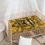 Gold Samurai Mask Print Baby Crib Sheet