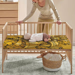 Gold Samurai Mask Print Baby Crib Sheet