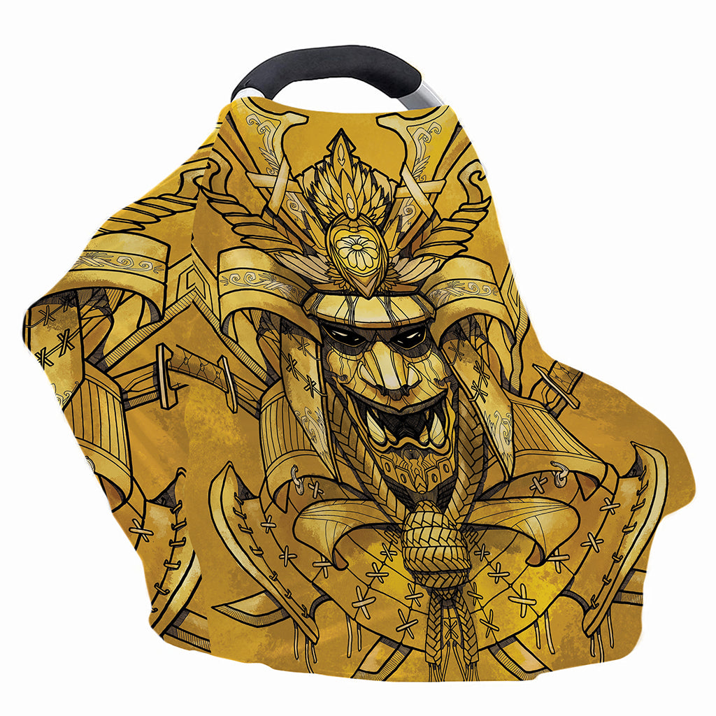 Gold Samurai Mask Print Baby Seat Cover