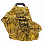 Gold Samurai Mask Print Baby Seat Cover