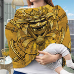 Gold Samurai Mask Print Baby Seat Cover