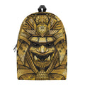 Gold Samurai Mask Print School Backpack