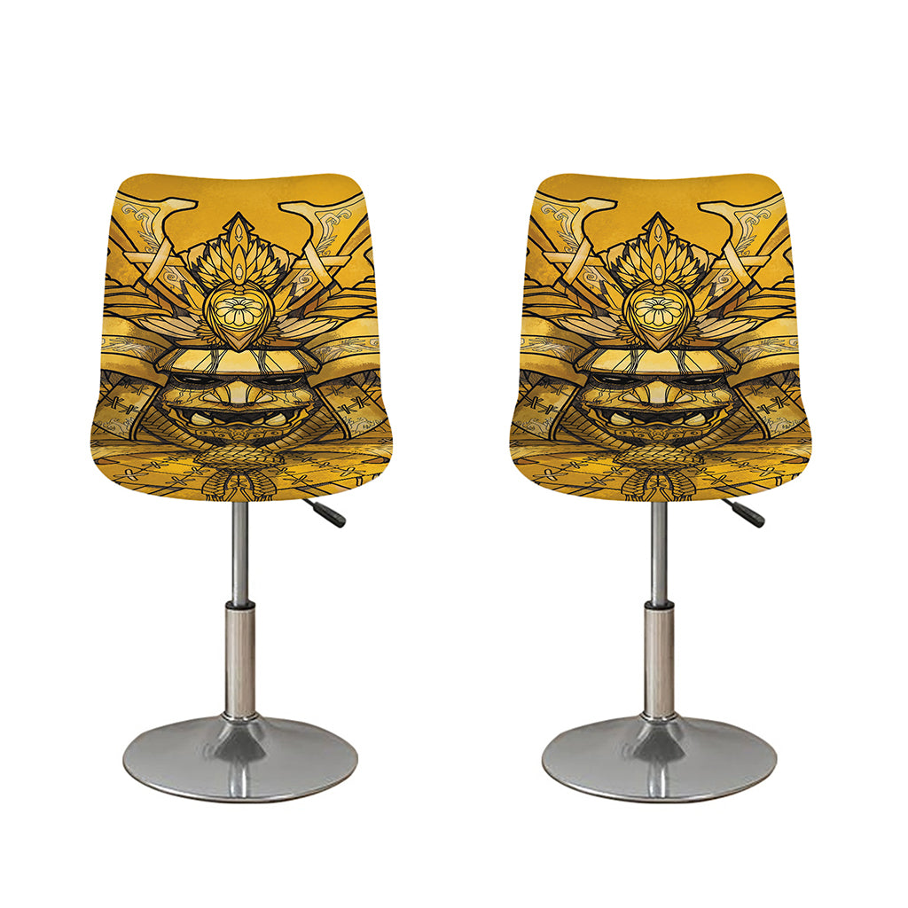 Gold Samurai Mask Print Bar Stool Covers