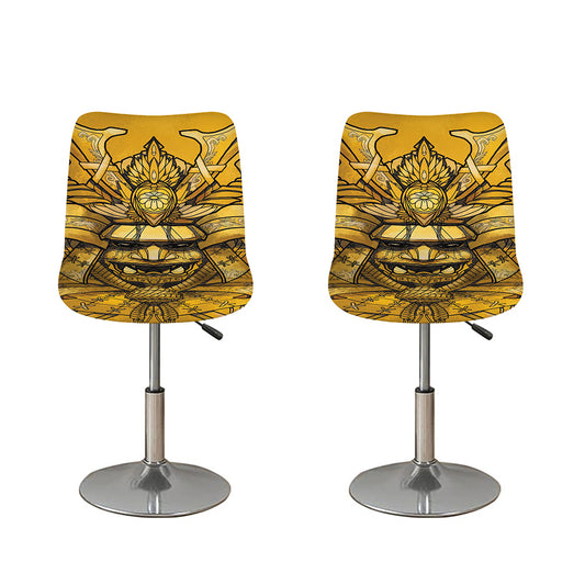 Gold Samurai Mask Print Bar Stool Covers