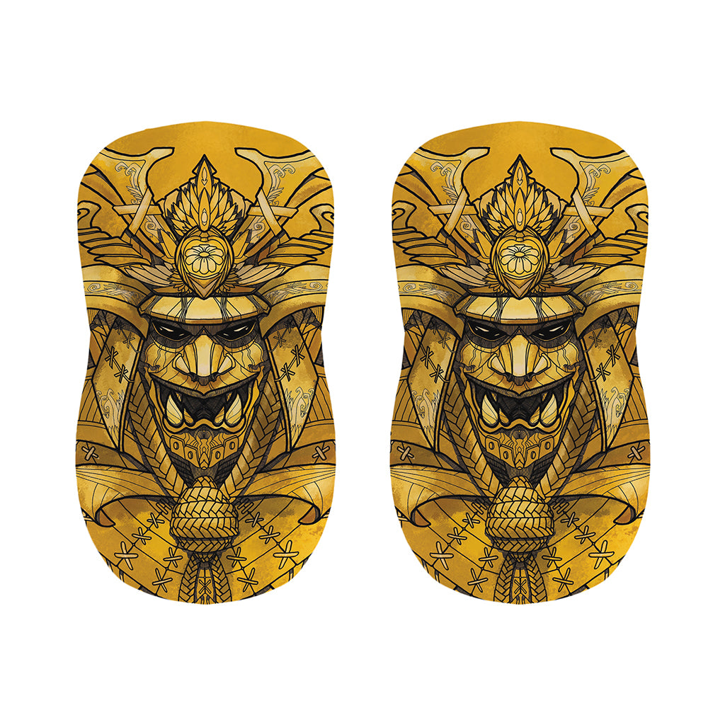 Gold Samurai Mask Print Bar Stool Covers