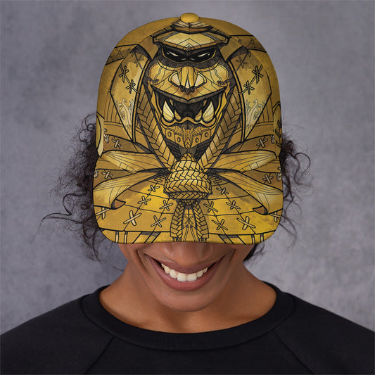 Gold Samurai Mask Print Baseball Cap