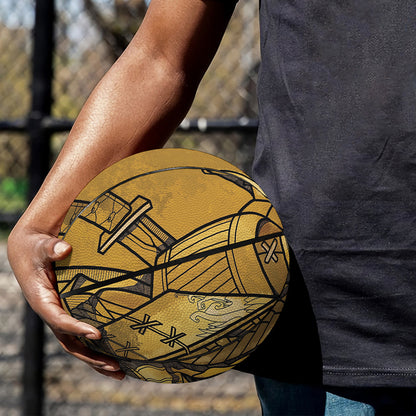 Gold Samurai Mask Print Basketball