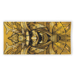 Gold Samurai Mask Print Beach Towel